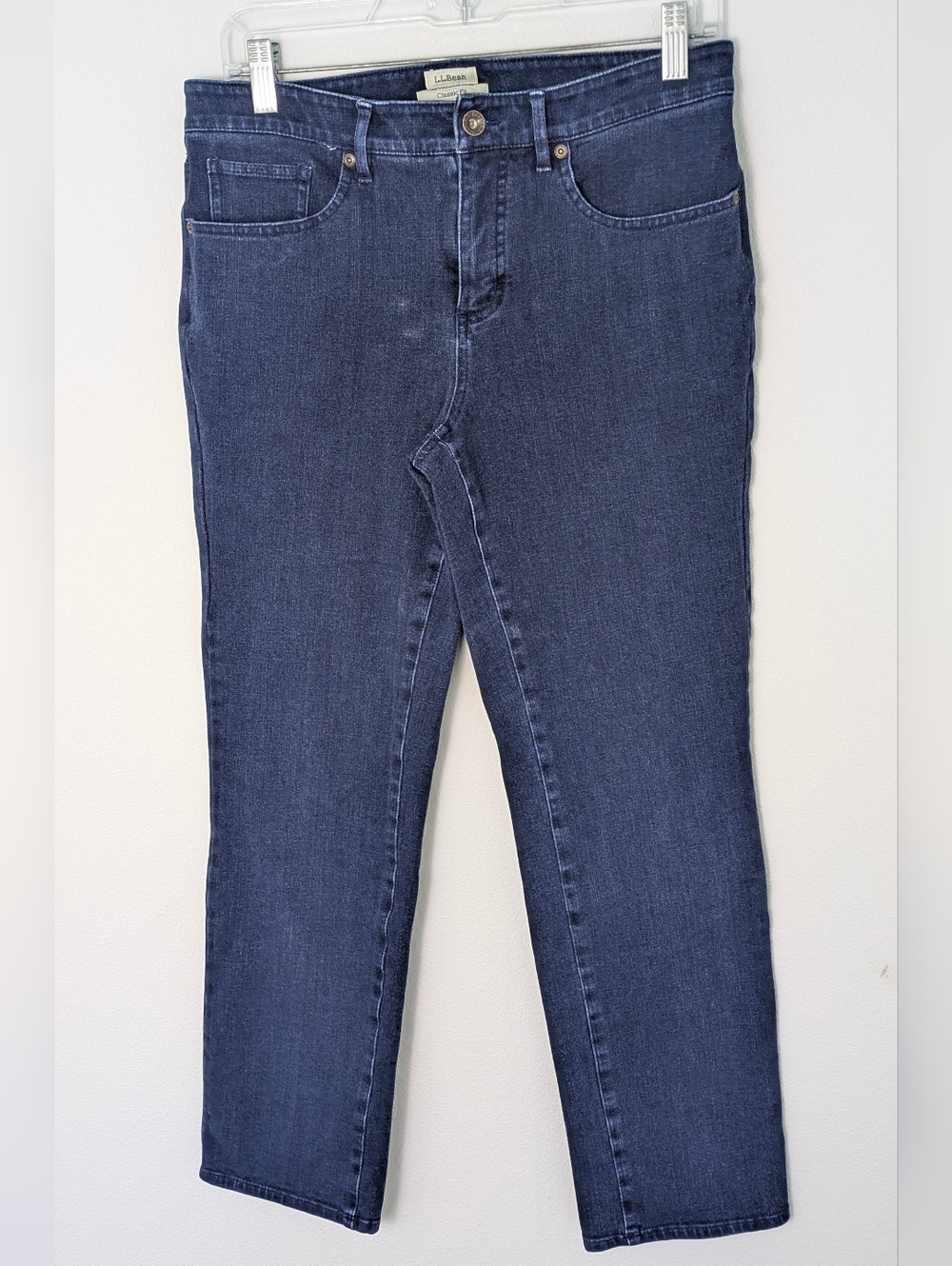 L.L. Bean Jeans Womens Sz 8P Blue Classic Fit Straight Cotton Blend 27" Inseam